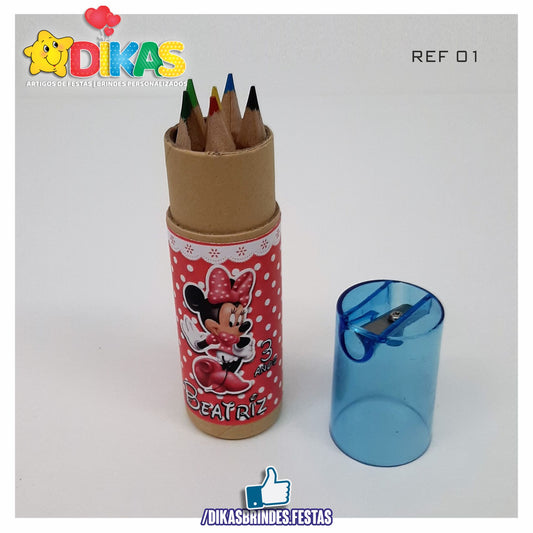ESTOJO PERSONALIZADO LÁPIS E AFIA - MINNIE ROSA