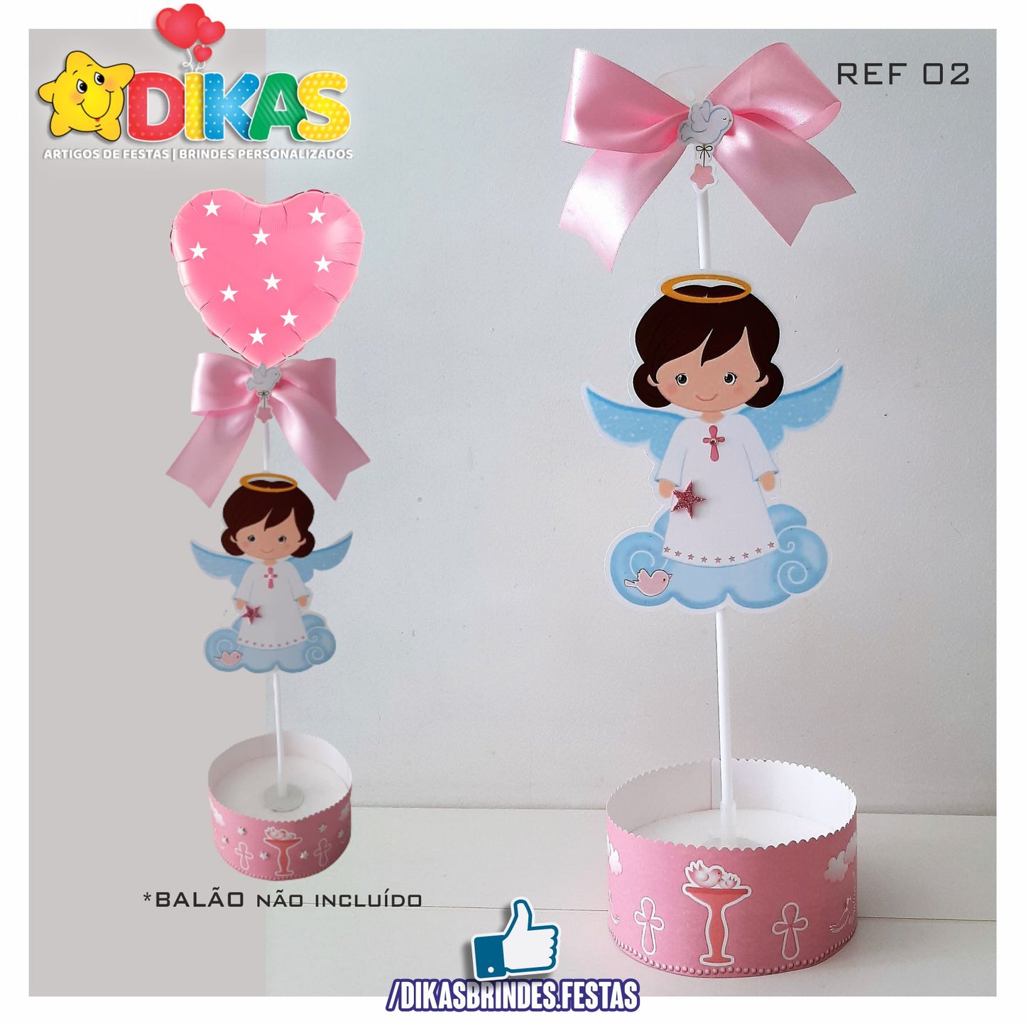 CENTRO DE MESA C/ SUPORTE P/ BALÃO - BATIZADO