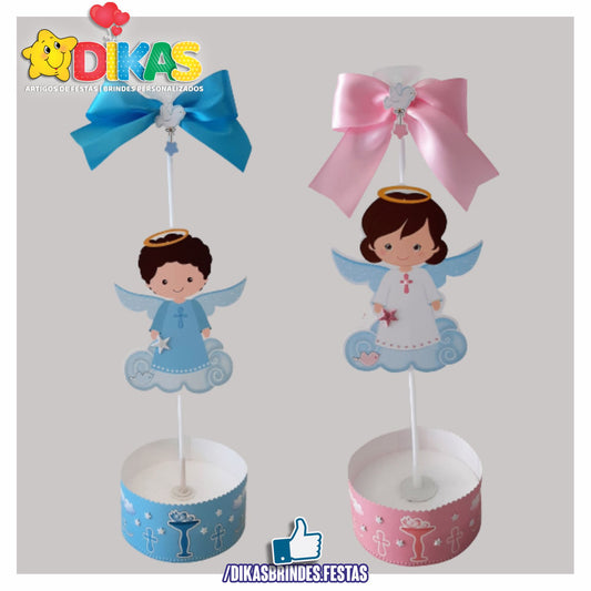 CENTRO DE MESA C/ SUPORTE P/ BALÃO - BATIZADO
