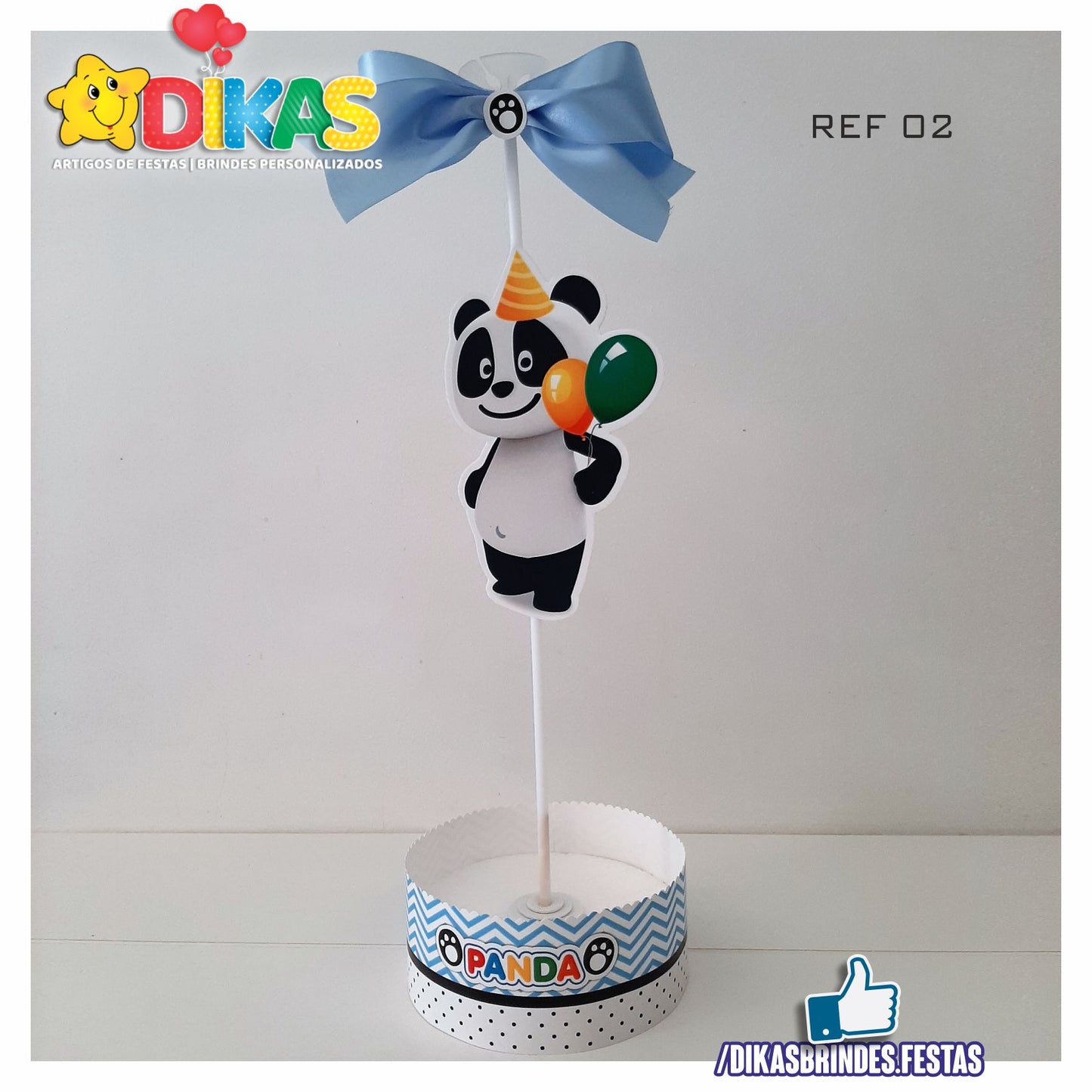 CENTRO DE MESA C/ SUPORTE P/ BALÃO - PANDA E OS AMIGOS