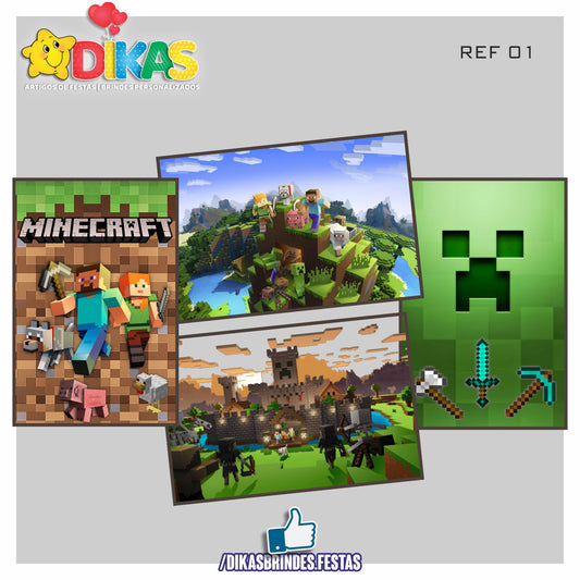 CARTAZES P/ DECORAÇÃO DE PAREDE - MINECRAFT