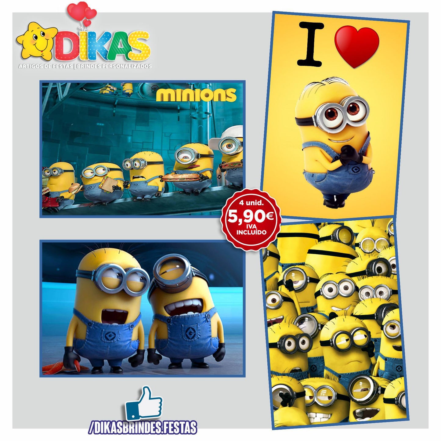 CARTAZES P/ DECORAÇÃO DE PAREDE - MINIONS