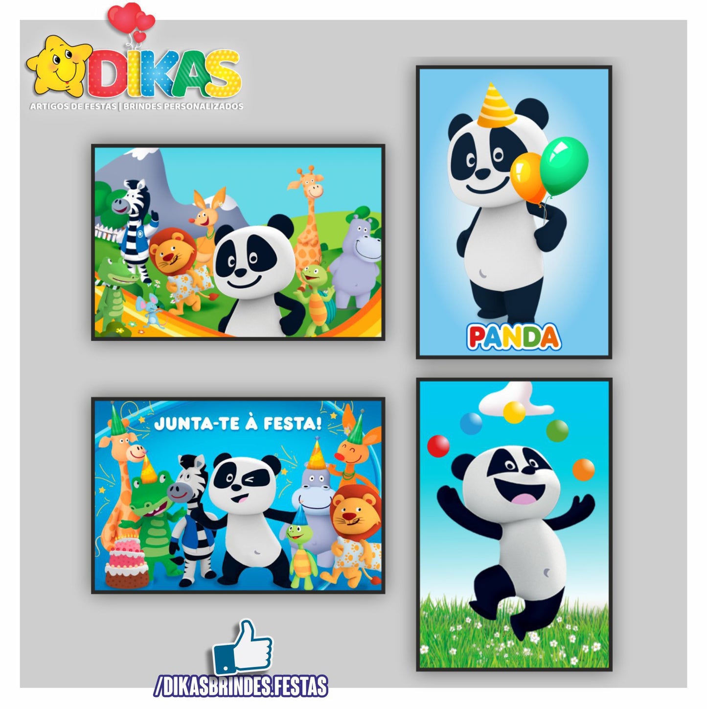 CARTAZES P/ DECORAÇÃO DE PAREDE - PANDA E OS AMIGOS