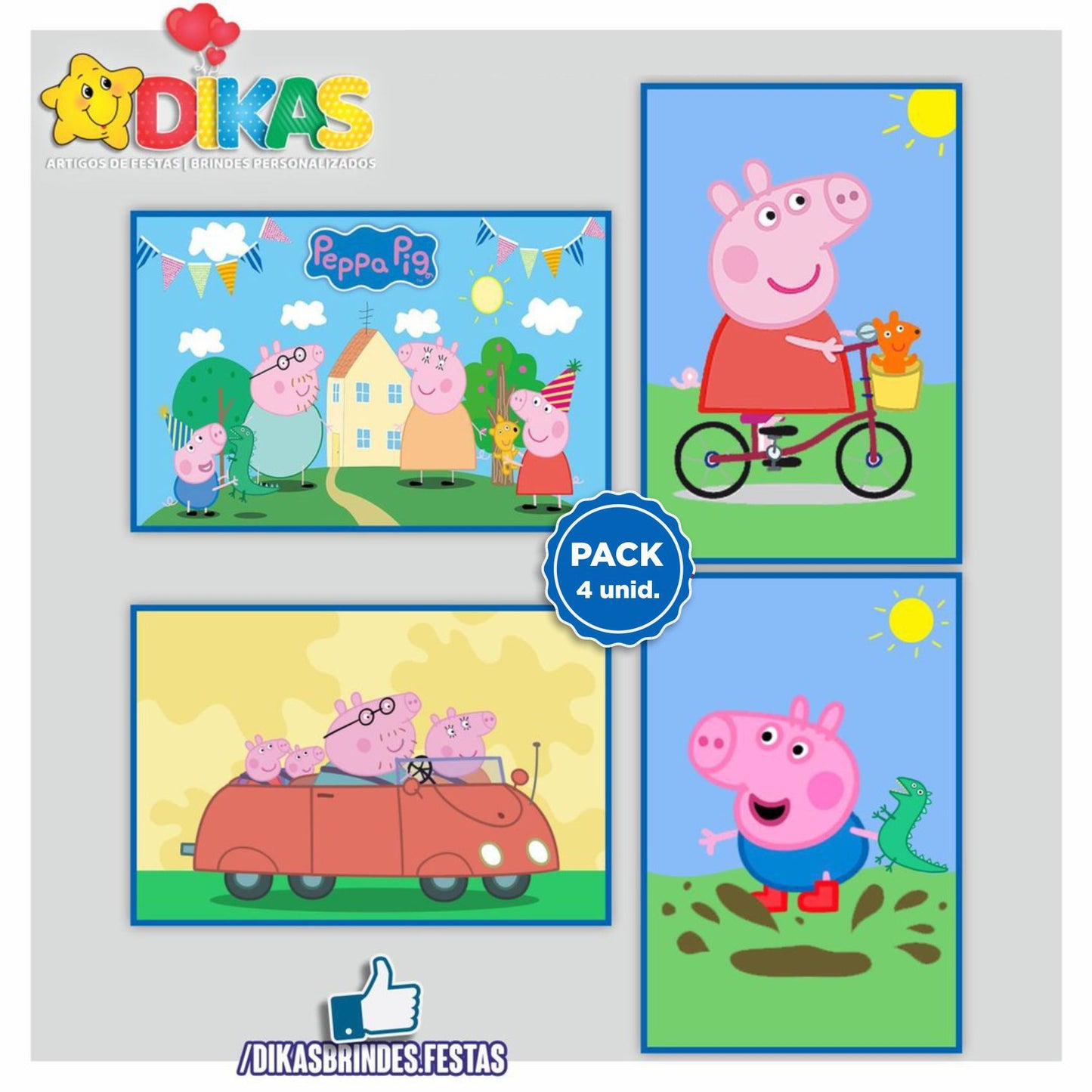 CARTAZES P/ DECORAÇÃO DE PAREDE - PORQUINHA PEPPA