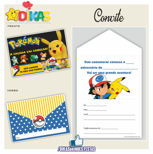 CONVITES DE ANIVERSÁRIO - POKÉMON
