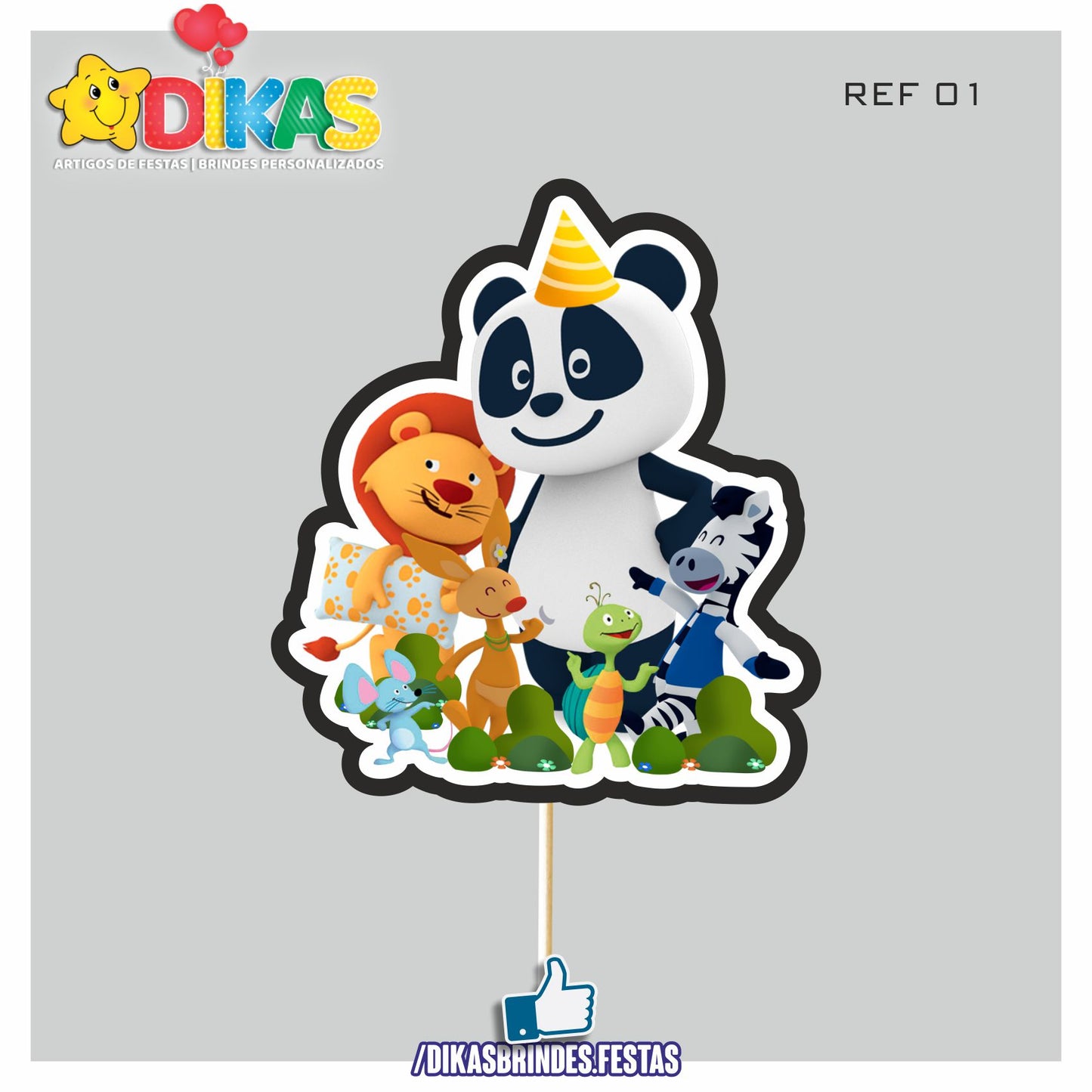 FIGURAS DECORATIVAS PARA BOLO - PANDA E OS AMIGOS