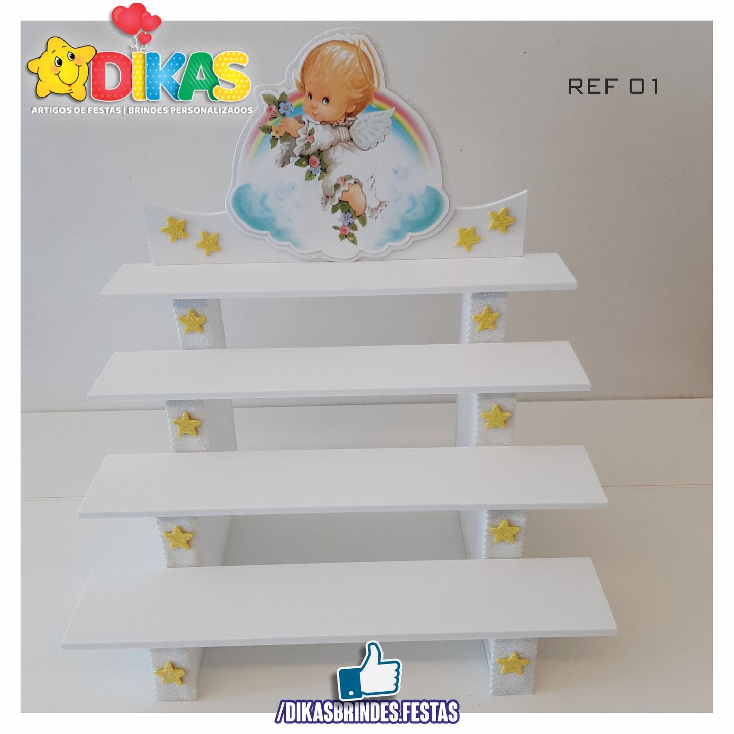 SUPORTE "ESCADOTE" PARA DOCES (4 DEGRAUS) - BATIZADO