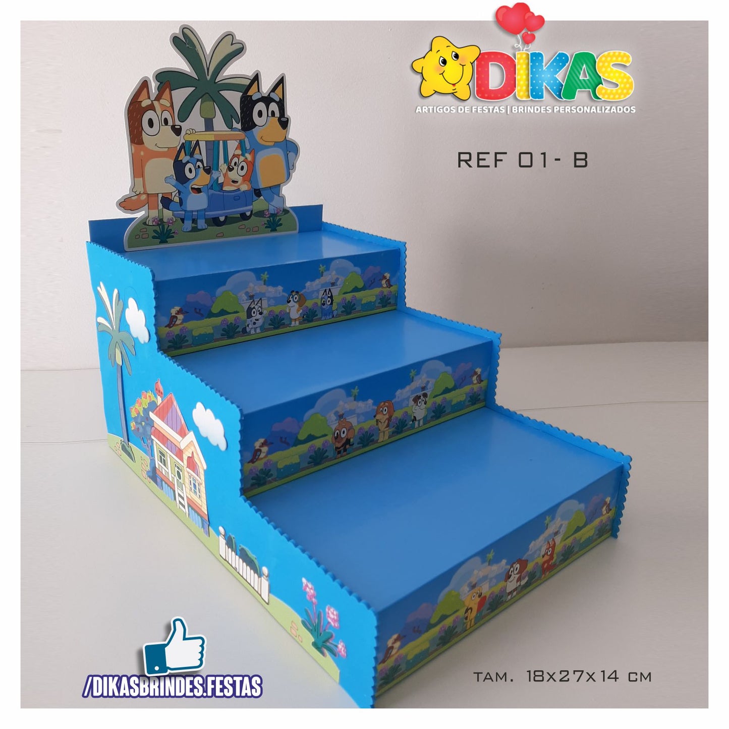SUPORTE "ESCADOTE" PARA DOCES (3 DEGRAUS) - BLUEY