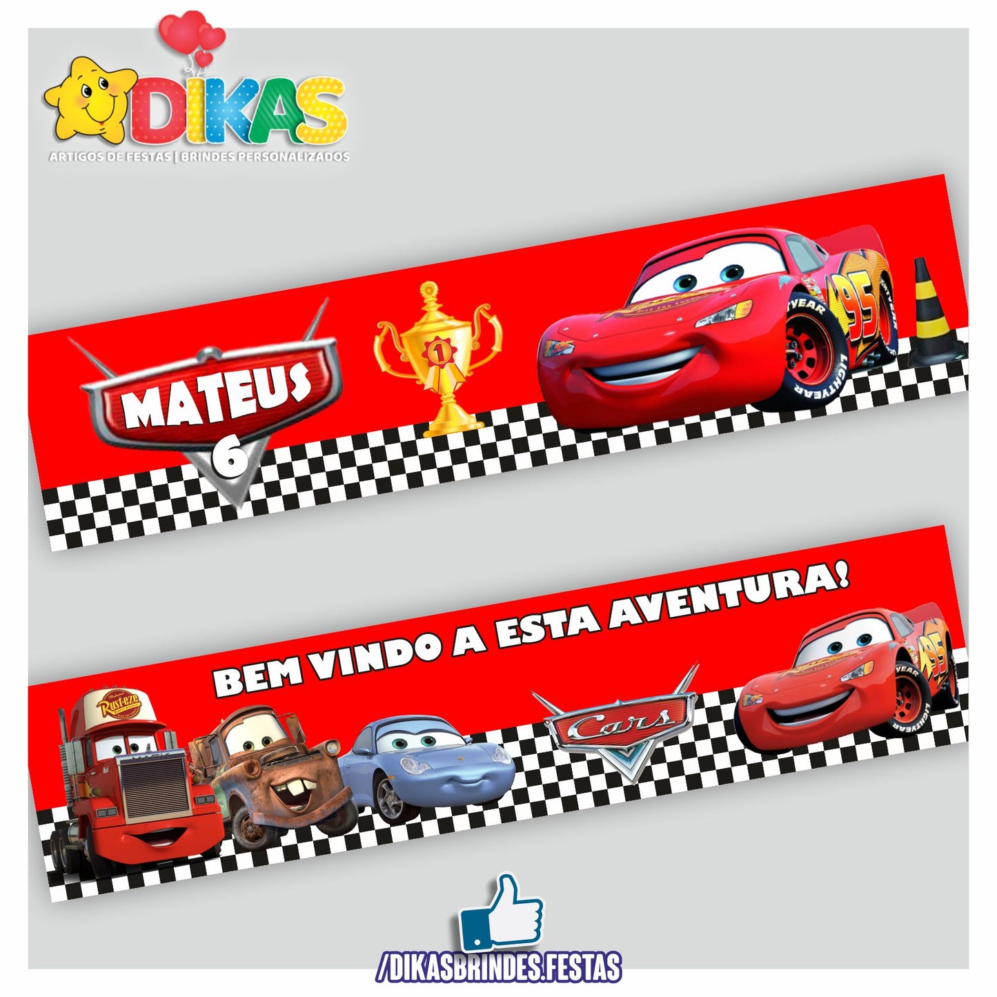 FAIXA TEMÁTICA E/OU PERSONALIZADA - CARS