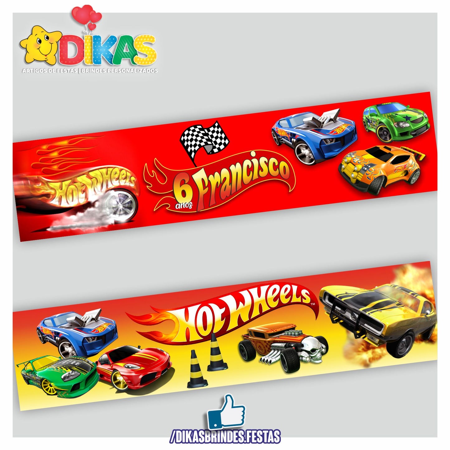 FAIXA TEMÁTICA E/OU PERSONALIZADA - HOTWHEELS