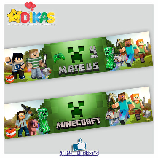 FAIXA TEMÁTICA E/OU PERSONALIZADA - MINECRAFT