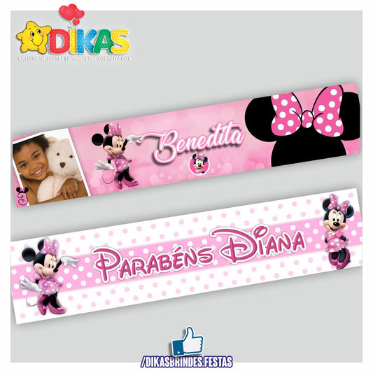 FAIXA TEMÁTICA E/OU PERSONALIZADA - MINNIE ROSA