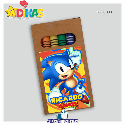 CAIXA DE LÁPIS DE CERA PERSONALIZADA - SONIC