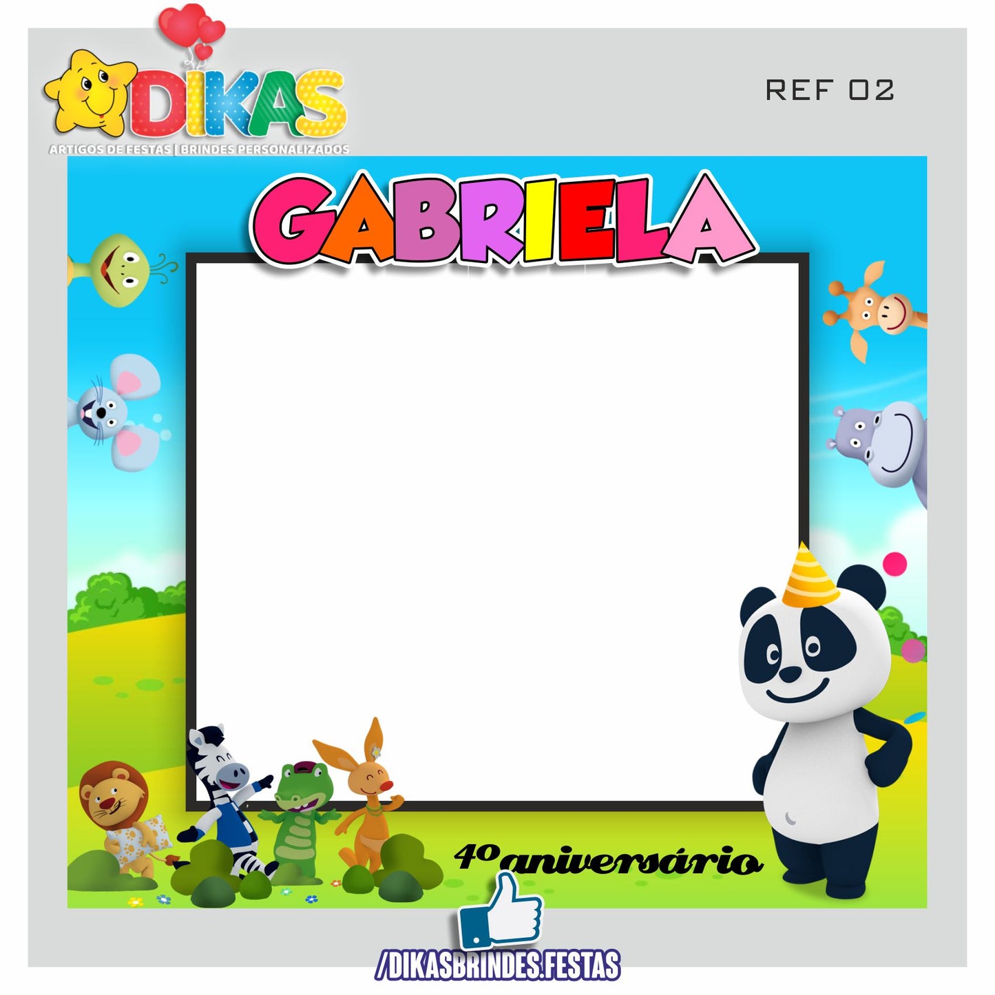 MOLDURA PARA FOTOS - PANDA e os AMIGOS