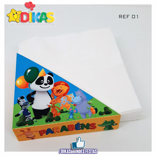 PORTA-GUARDANAPO EM PAPEL - PANDA E OS AMIGOS