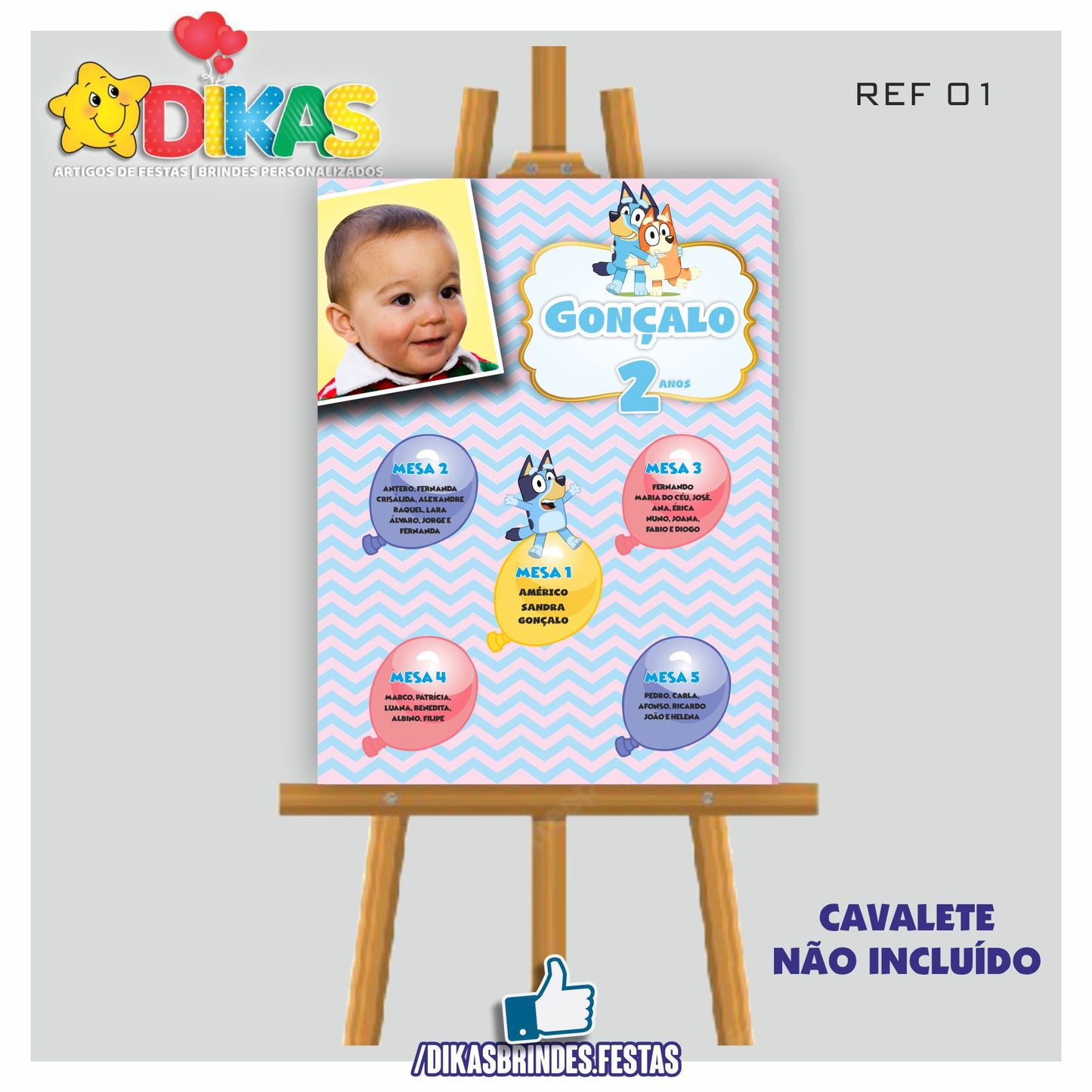 PLACARD MARCAÇÃO DE MESAS - BLUEY