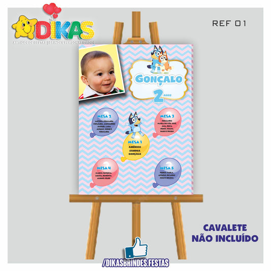 PLACARD MARCAÇÃO DE MESAS - BLUEY