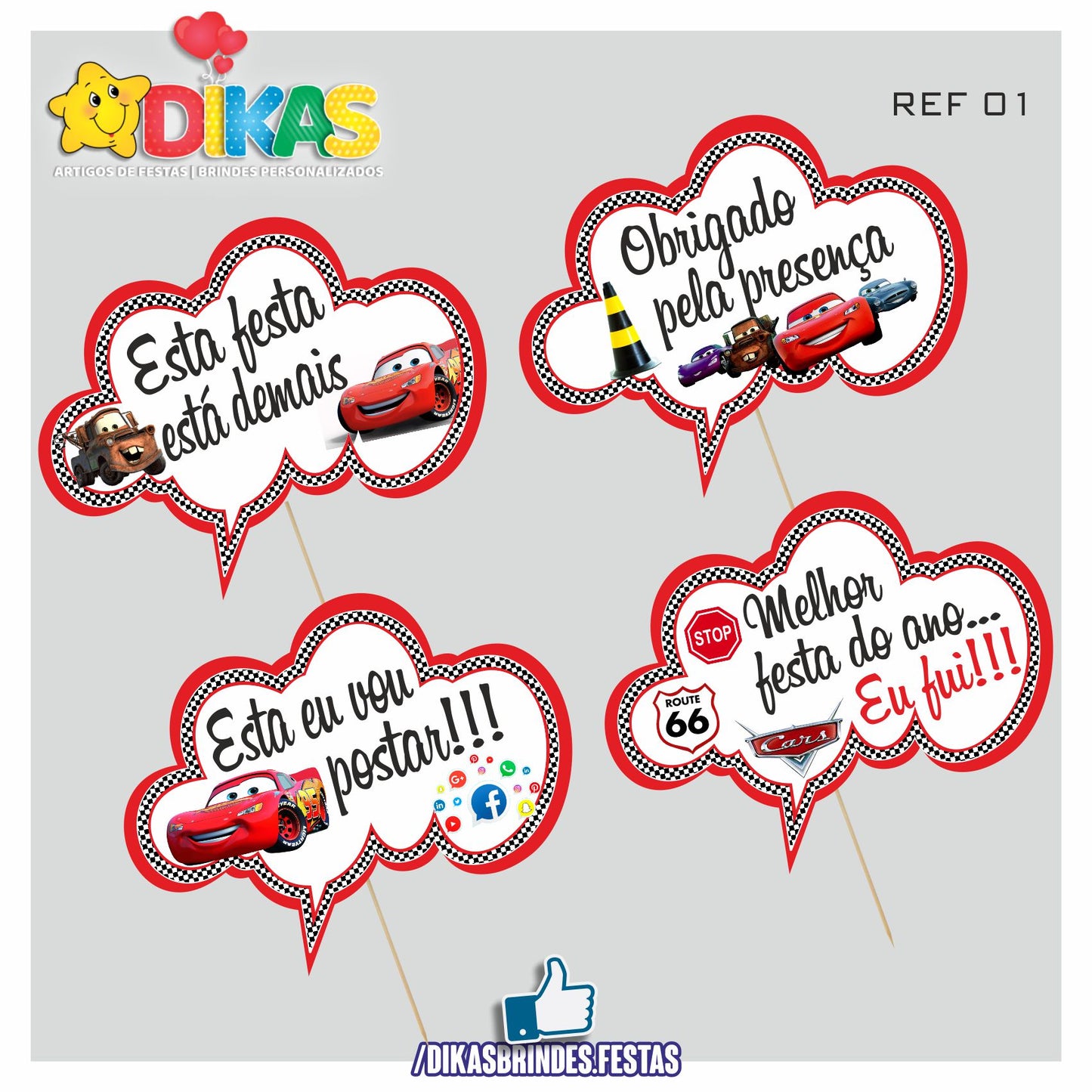 PLAQUINHAS DIVERTIDAS P/ FOTOS - CARS