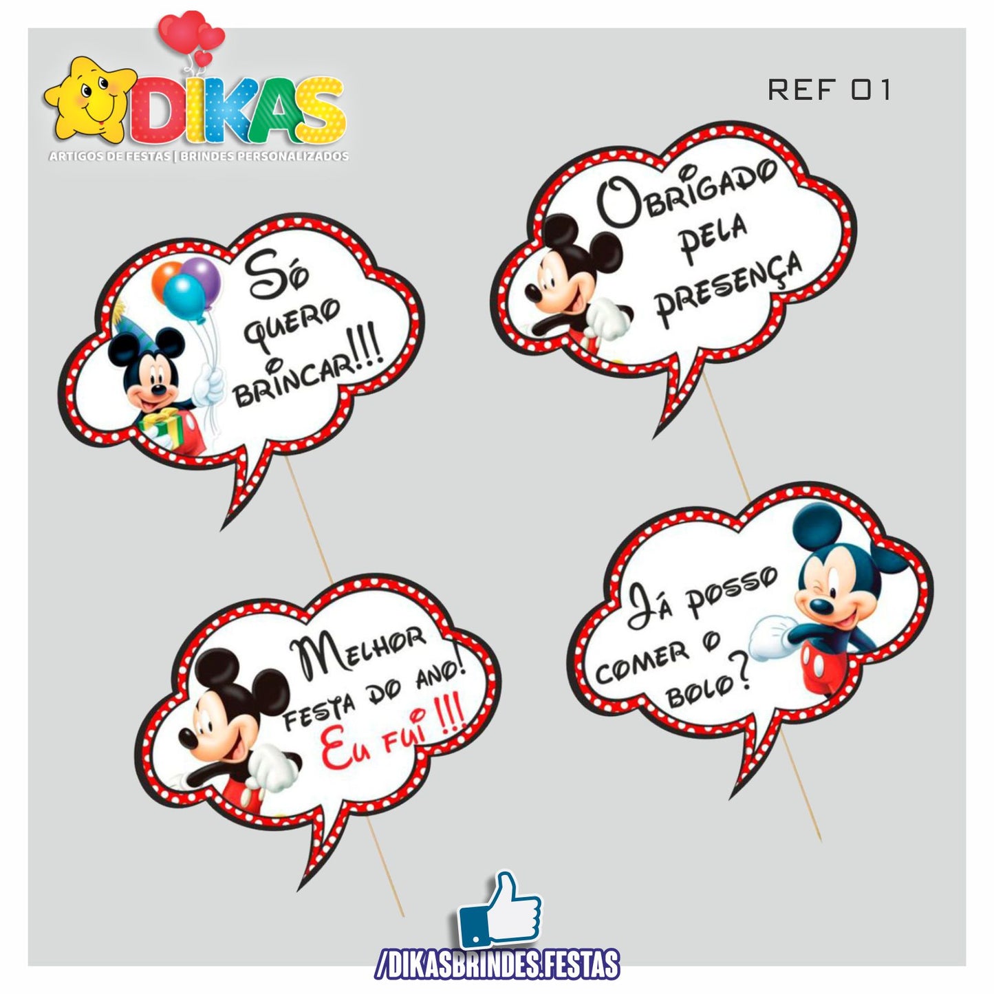 PLAQUINHAS DIVERTIDAS P/ FOTOS - MICKEY