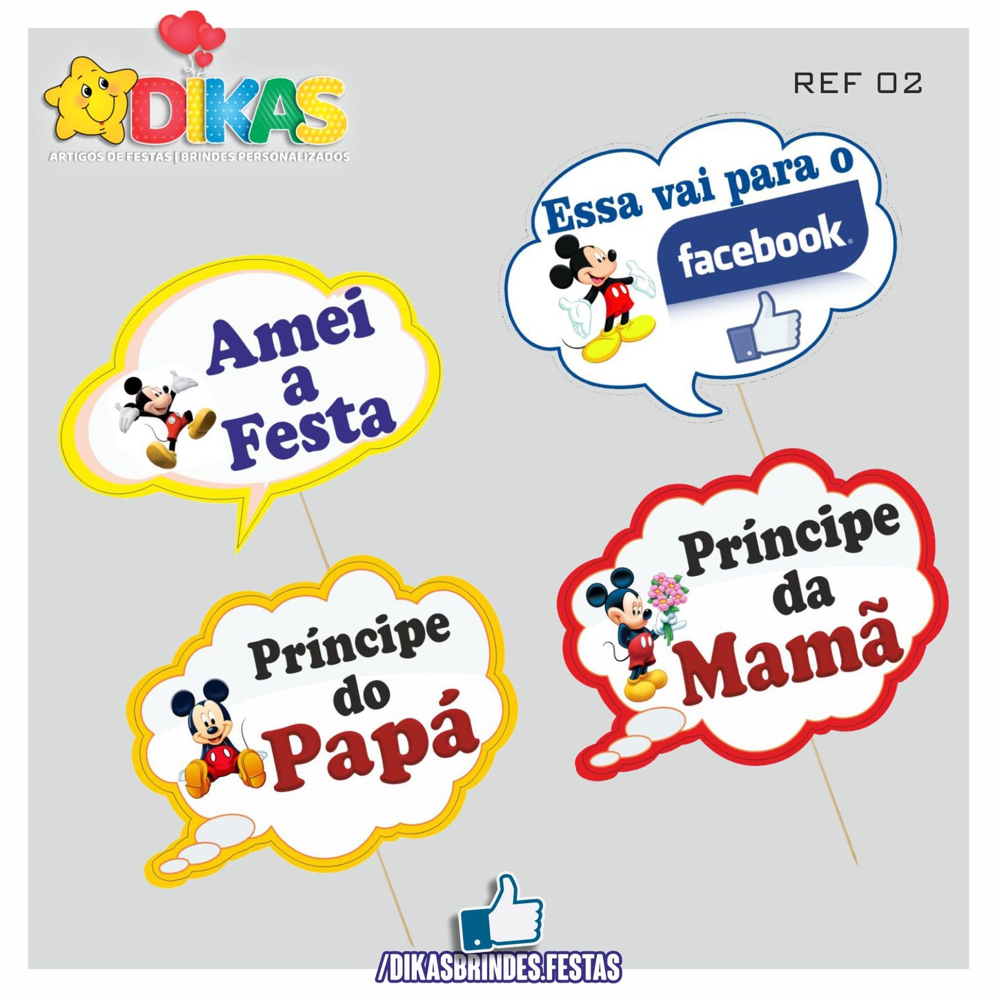PLAQUINHAS DIVERTIDAS P/ FOTOS - MICKEY