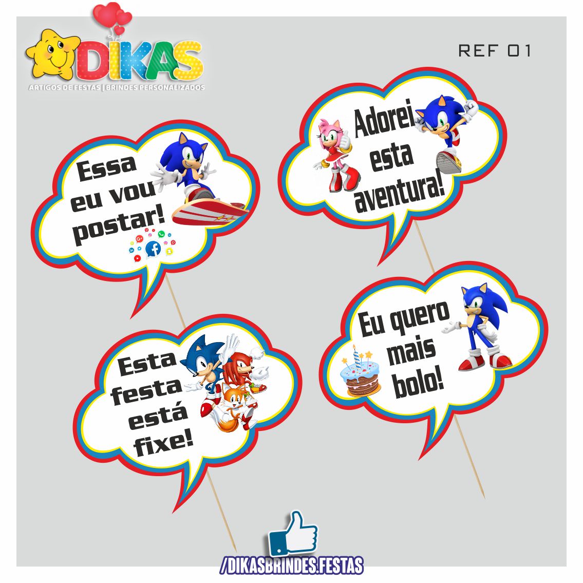 PLAQUINHAS DIVERTIDAS P/ FOTOS - SONIC