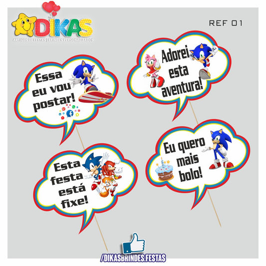 PLAQUINHAS DIVERTIDAS P/ FOTOS - SONIC