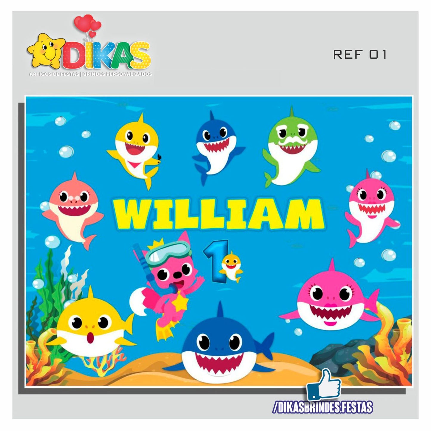 PAINEL TEMÁTICO E/OU PERSONALIZADO - BABY SHARK