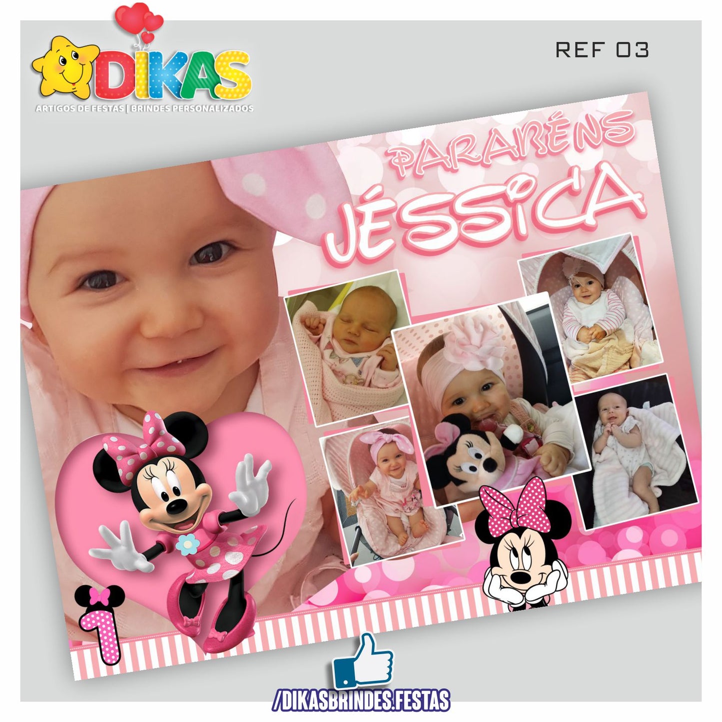 PAINEL TEMÁTICO E/OU PERSONALIZADO - MINNIE ROSA