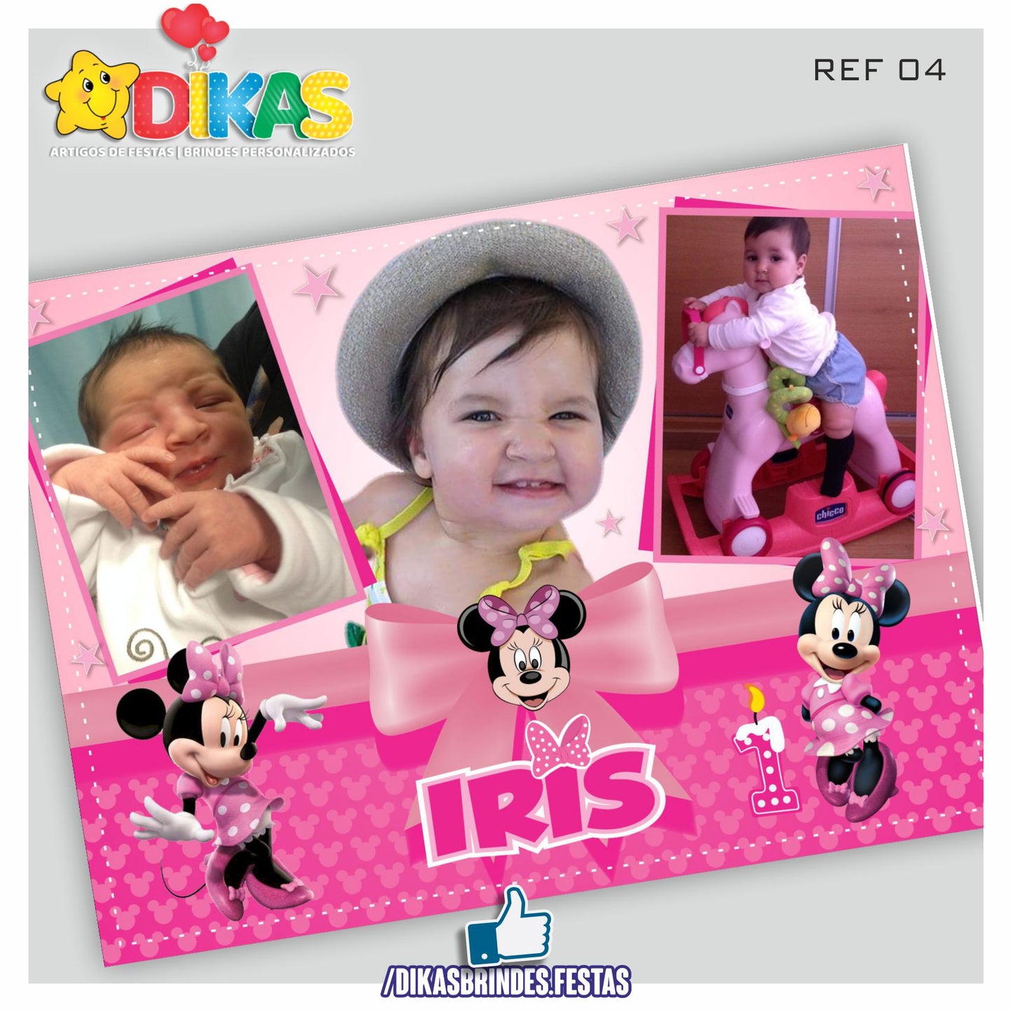 PAINEL TEMÁTICO E/OU PERSONALIZADO - MINNIE ROSA