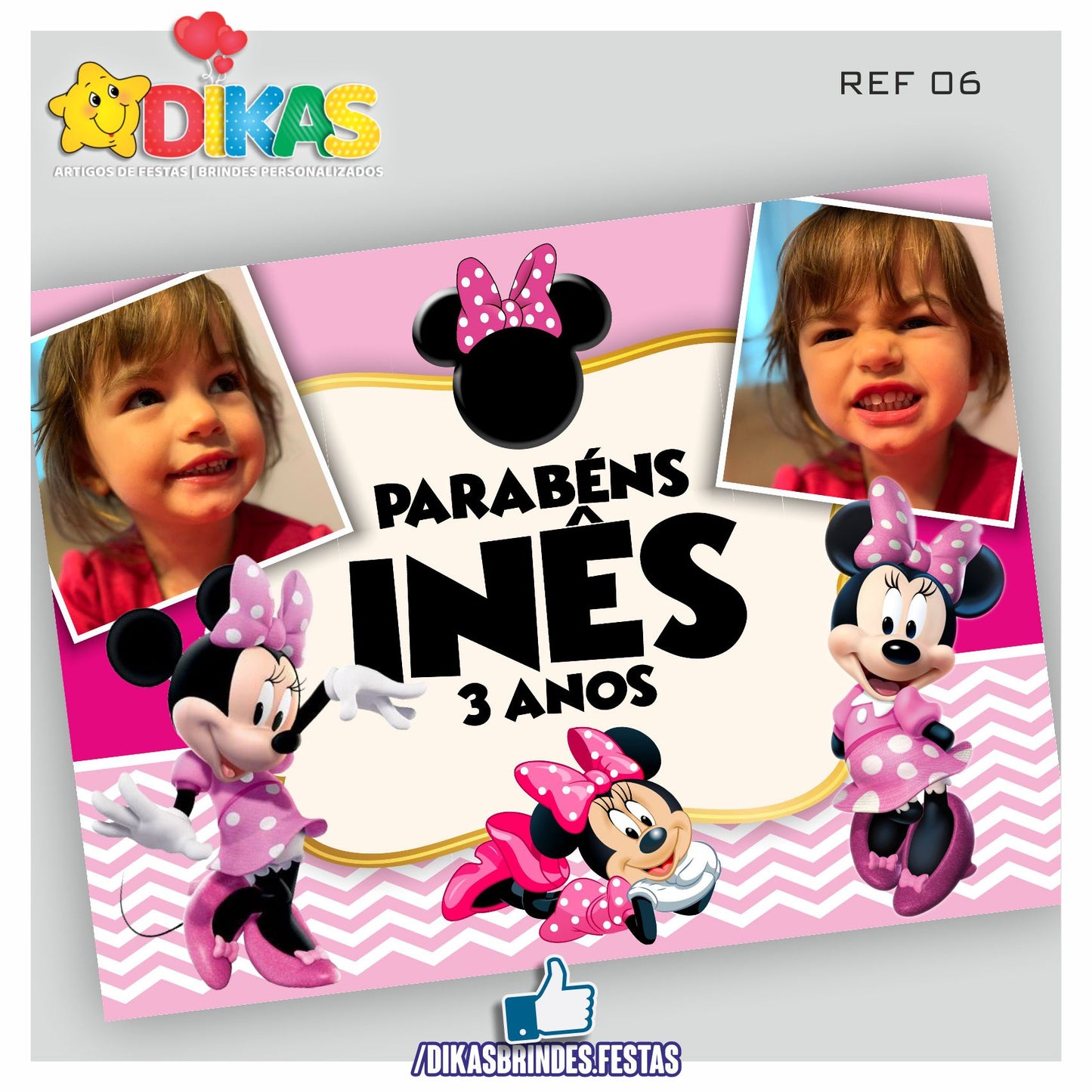 PAINEL TEMÁTICO E/OU PERSONALIZADO - MINNIE ROSA