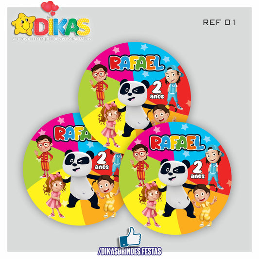 AUTOCOLANTE PERSONALIZADO (40 UNID) - PANDA E OS CARICAS