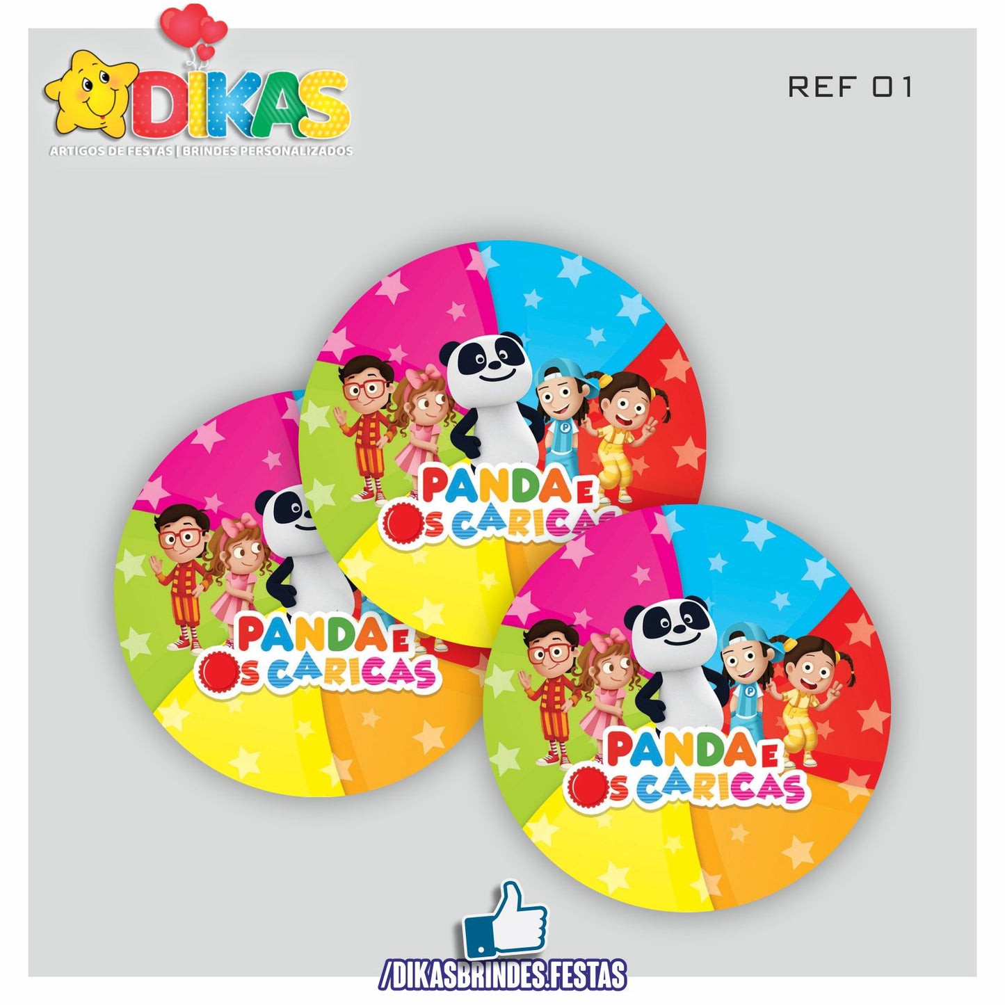 AUTOCOLANTE 5cm - PANDA E OS CARICAS