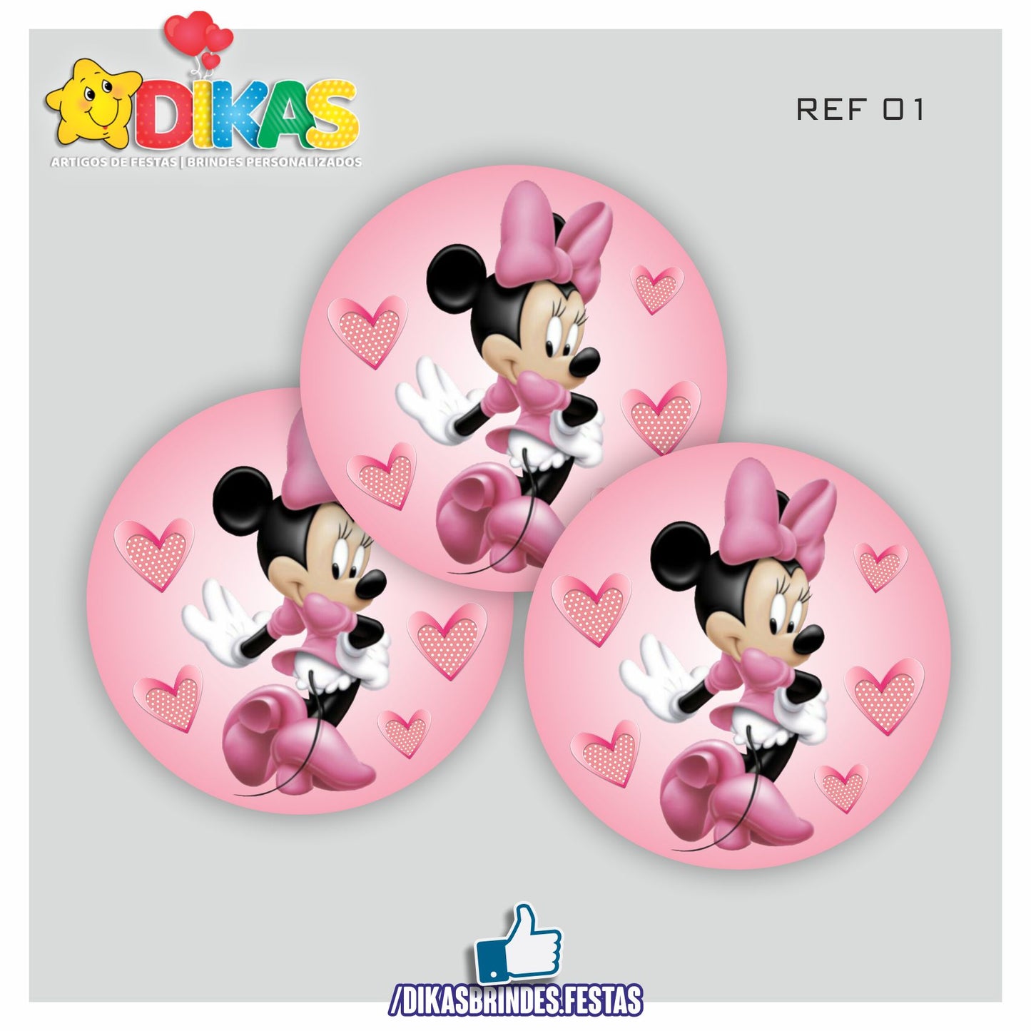 AUTOCOLANTE 5cm - MINNIE ROSA