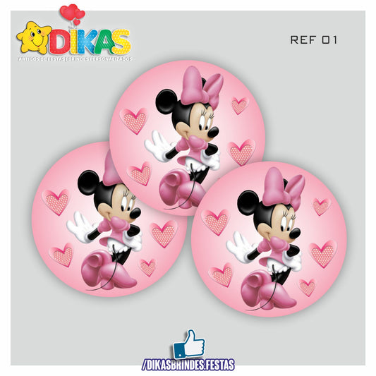 AUTOCOLANTE 5cm - MINNIE ROSA