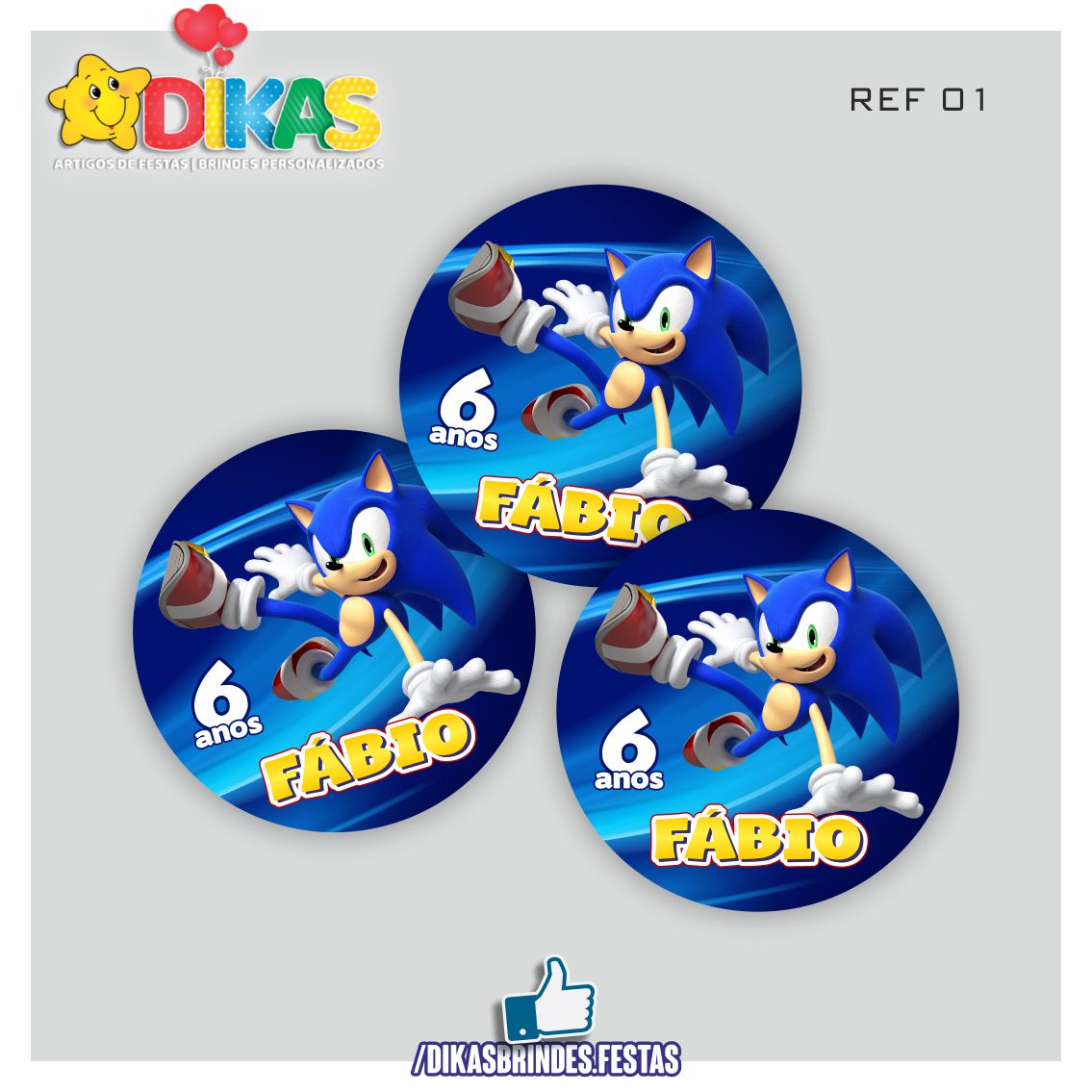 AUTOCOLANTE PERSONALIZADO (40 UNID) - SONIC