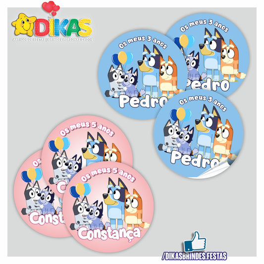 AUTOCOLANTE PERSONALIZADO (40 UNID) - BLUEY
