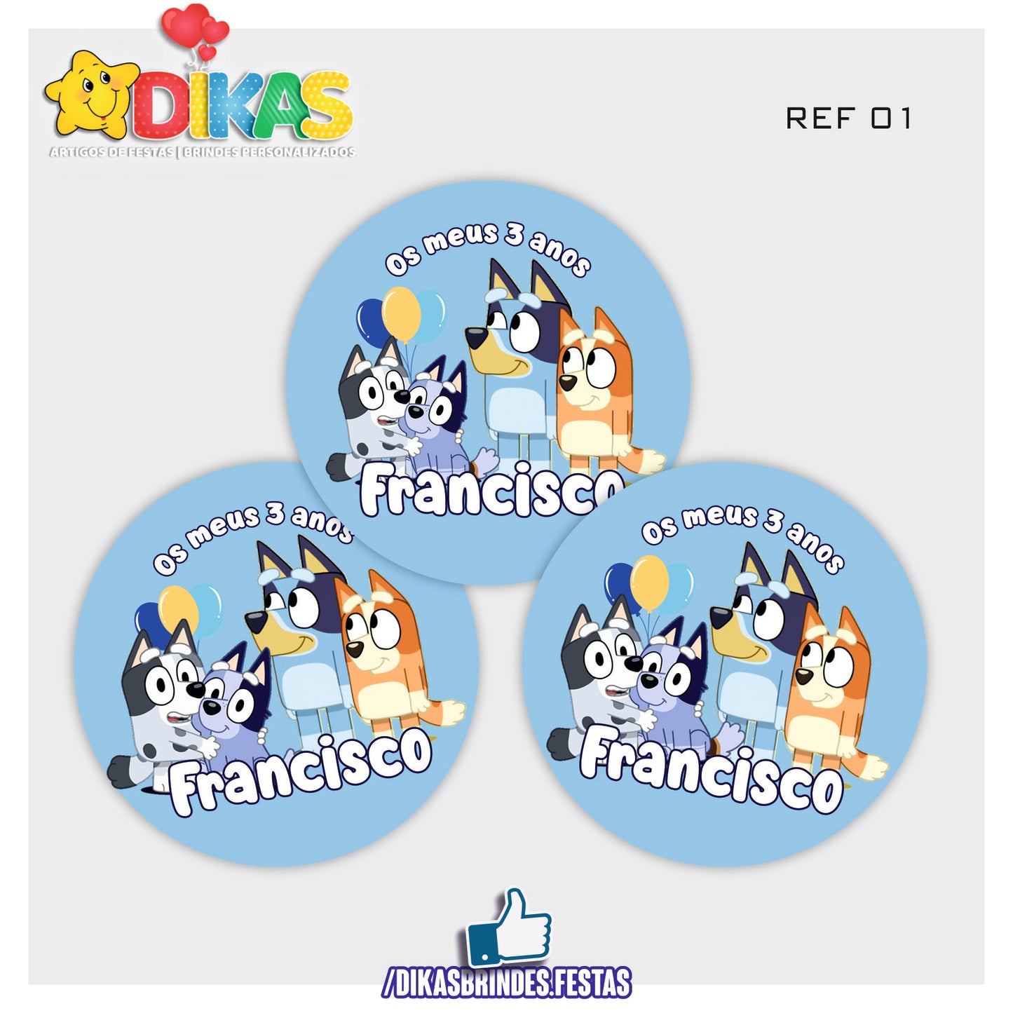 AUTOCOLANTE PERSONALIZADO (40 UNID) - BLUEY