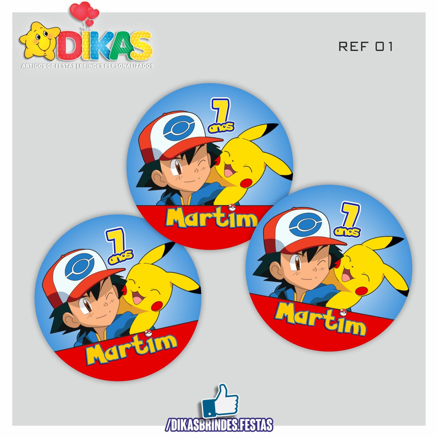 AUTOCOLANTE PERSONALIZADO (40 UNID) - POKÉMON