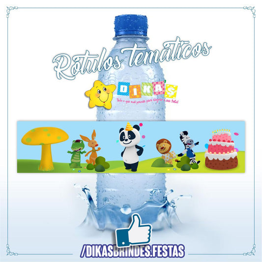 RÓTULO P/ GARRAFA DE ÁGUA - PANDA E OS AMIGOS