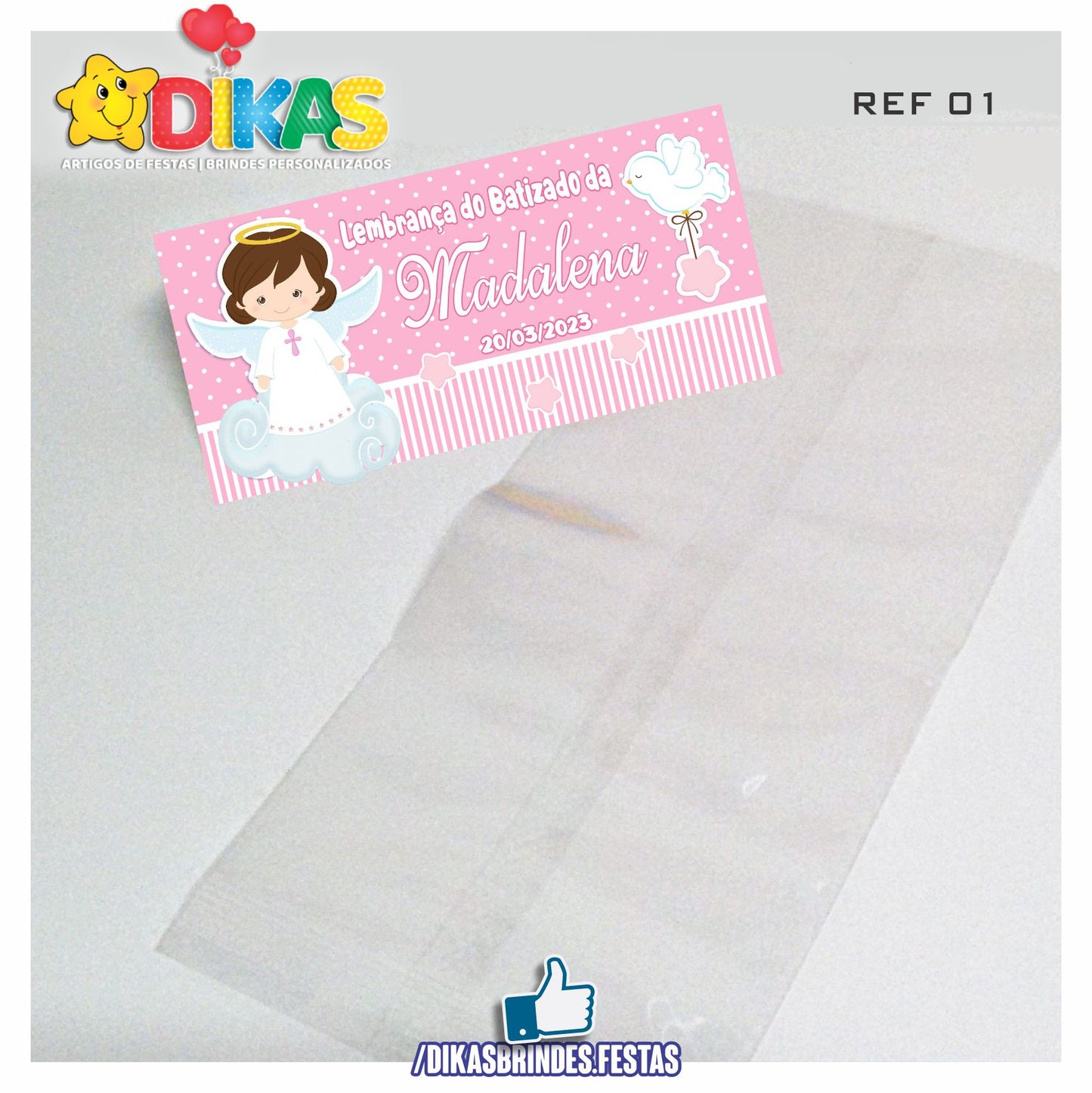 SACO PRENDA C/ TAG PERSONALIZADO - BATIZADO