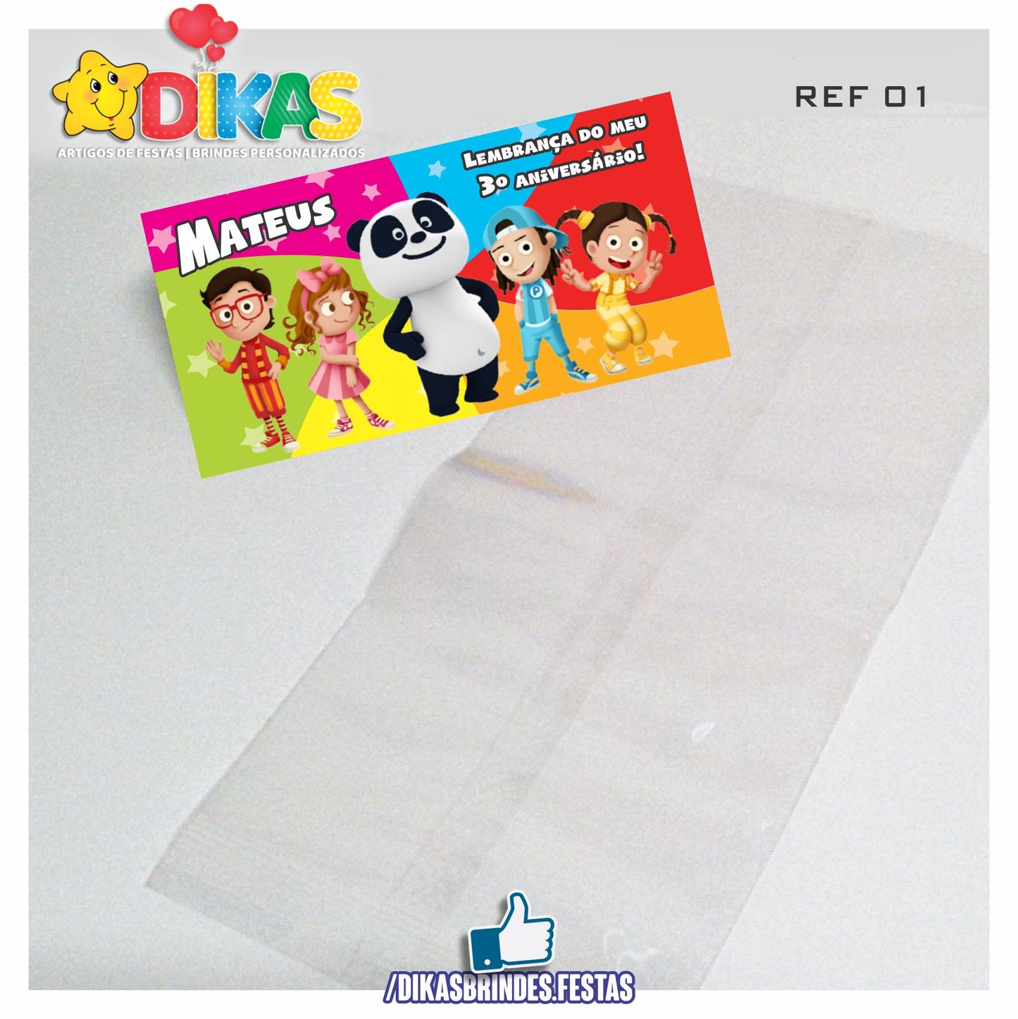 SACO PRENDA C/ TAG PERSONALIZADO - PANDA E OS CARICAS