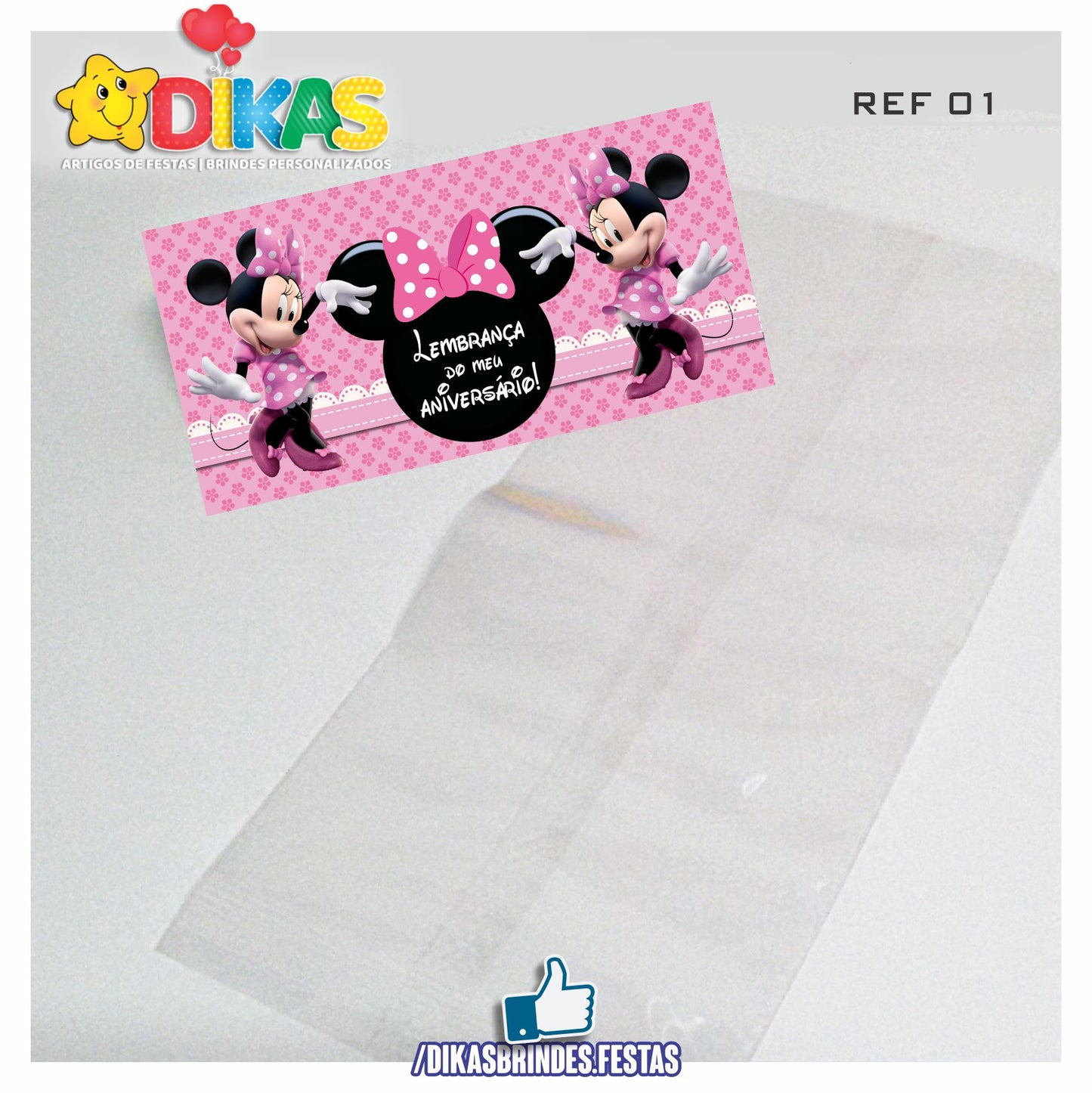 SACO PRENDA C/ TAG (6unid.) - MINNIE ROSA
