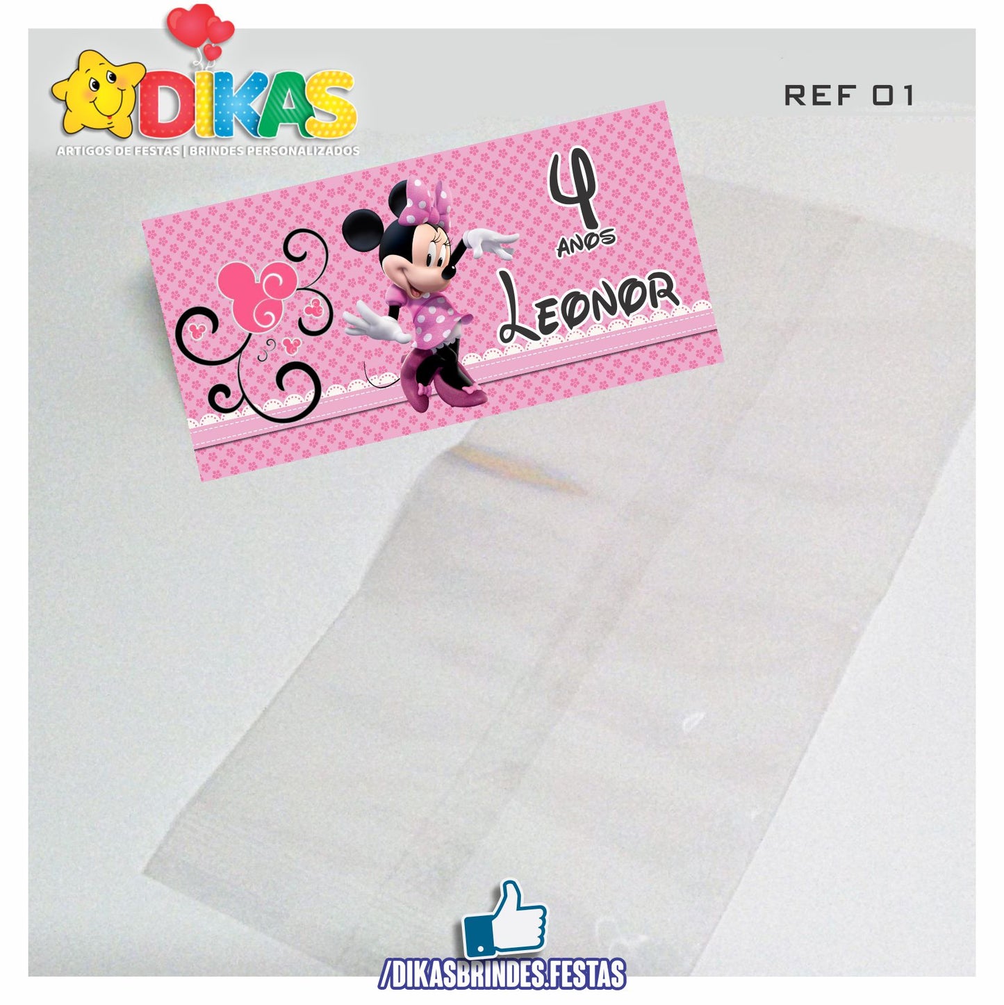 SACO PRENDA C/ TAG PERSONALIZADO - MINNIE ROSA