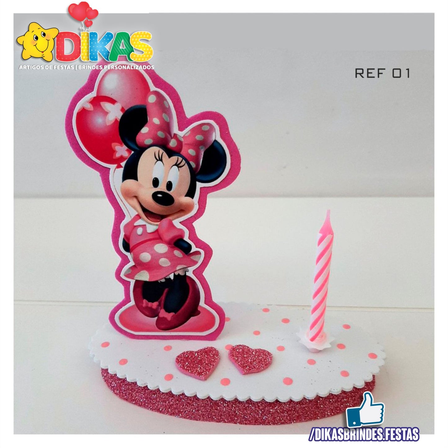 TOPO DE BOLO SIMPLES - MINNIE ROSA