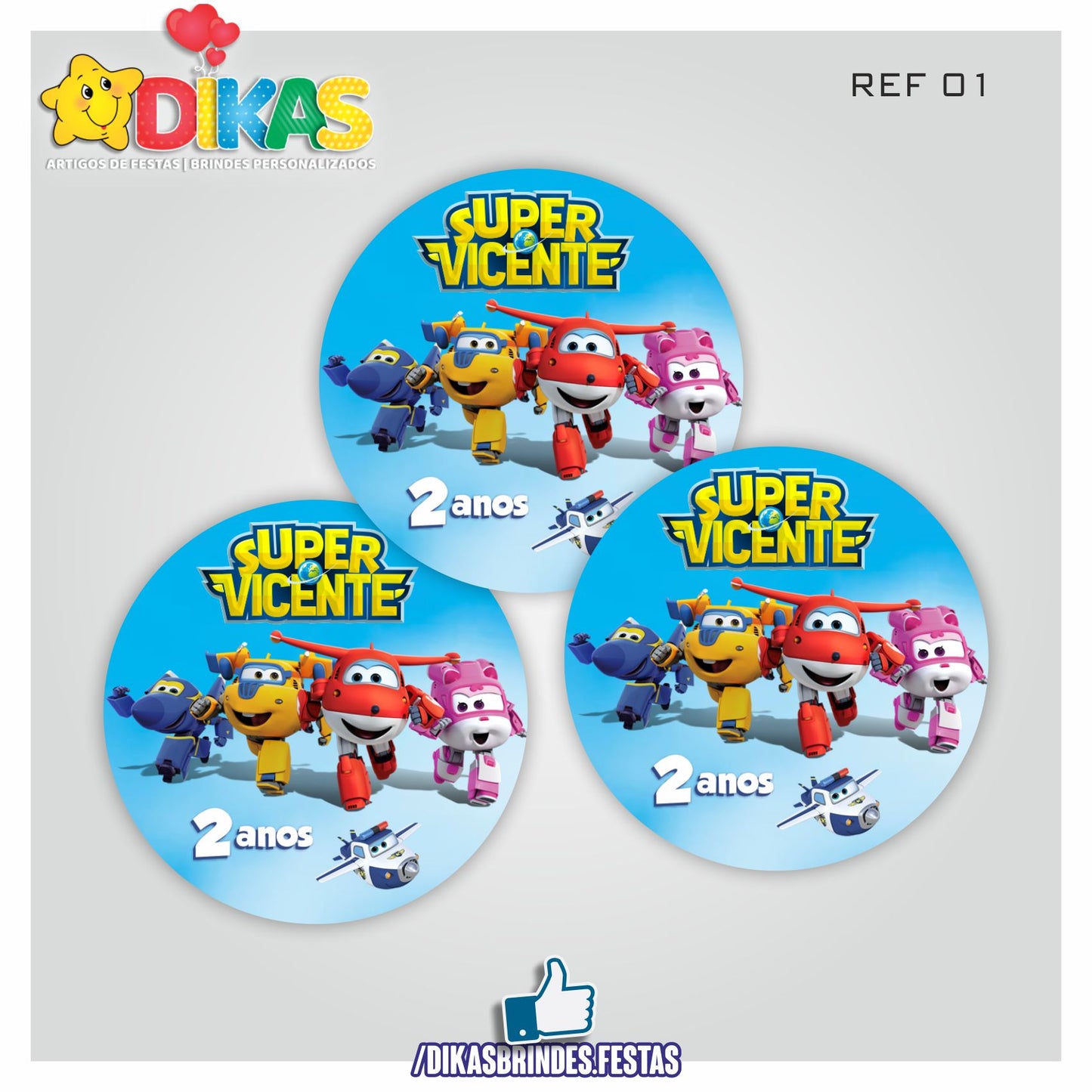 AUTOCOLANTE PERSONALIZADO (40 UNID) - SUPER WINGS