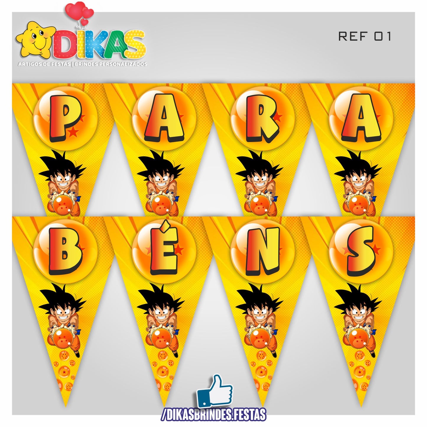 BANDEIROLA "PARABÉNS" - DRAGON BALL