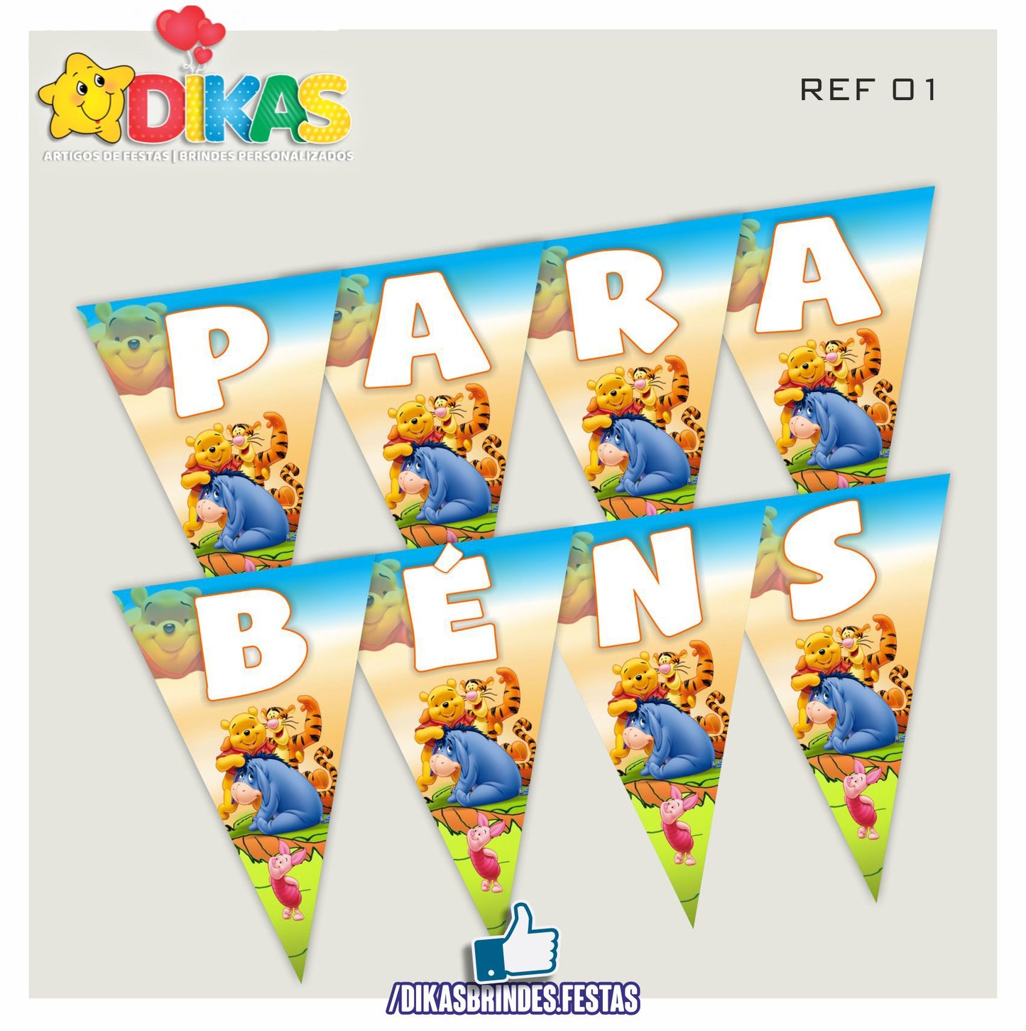 BANDEIROLA "PARABÉNS" - POOH