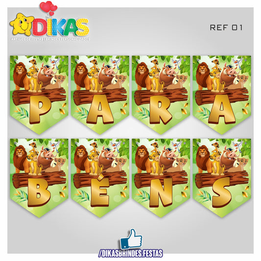 BANDEIROLA "PARABÉNS" - REI LEÃO