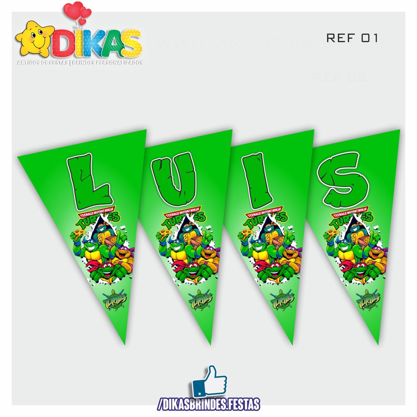BANDEIROLA PERSONALIZADA - TARTARUGAS NINJA