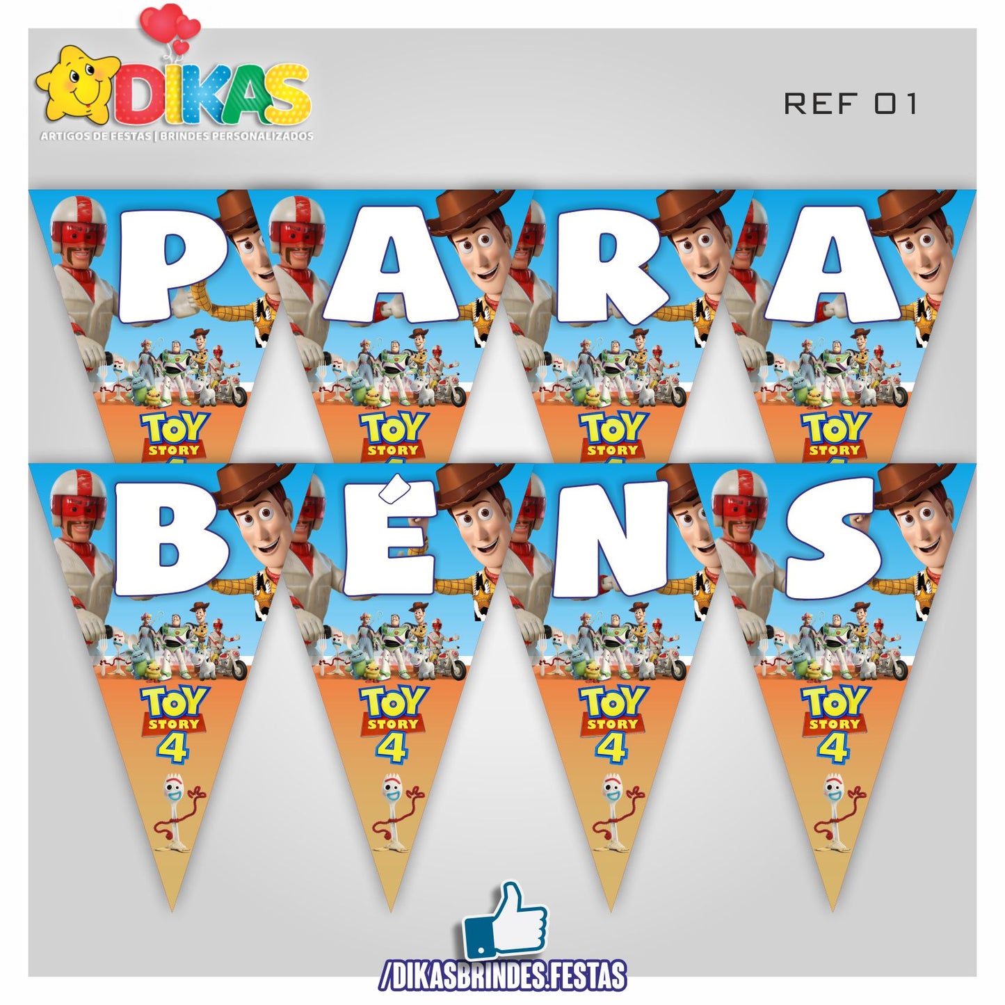 BANDEIROLA "PARABÉNS" - TOY STORY
